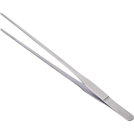 2 Paires de pinces en acier inoxydable 27cm longues droites / incurvées avec une extrémité dentelée de précision pour l'aquascaping, le jardinage, la cuisine, le travail industriel