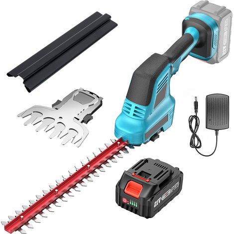 Heckenschere Akku, 2 in 1 Akku-Gras und Strauchschere für Hecken, Elektrische Heckenschere mit 4000mAh Batterie Akku und Ladegerät,für Rasen überwucherter Bereiche,150 mm Grasscherenmesser (1/5)