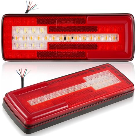2x Rectangulaires Feux Arrière Remorque LED 12V 24V 6 Fonctions Feu de Arrière Remorque Etanche (1/5)