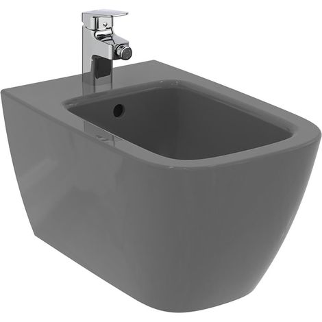 Ideal Standard I.Life B Wall Hung Bidet 540mm Projection 1 Tap Hole - Gloss Grey