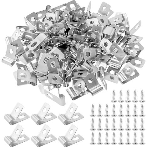 Lot de 200 clips de montage de clôture agricole, clips de câble de type R, clips en acier inoxydable avec vis, serre-fil argenté pour fixer le fil à une clôture ou un mur (1/5)