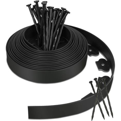 SWANEW 10m Bordi in plastica per prato, bordi flessibili per giardino Bordi decorativi per prato con 30 picchetti di ancoraggio (1/5)