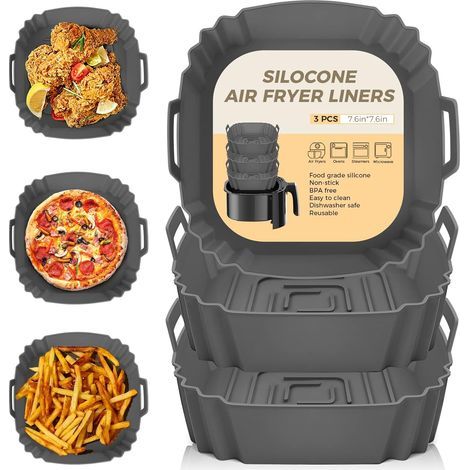 Juego de 3 moldes de silicona para freidora de aire – Reutilizables – Cocina sin aceite – Accesorios compatibles con freidora de aire (1/4)
