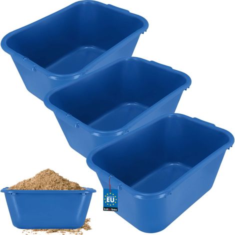 KOTARBAU® Rechteckiger Gartenbau-Mörtelbehälter 55 l Blau 3er-Set