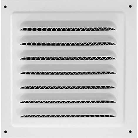 Grille de ventilation 200 x 200 mm Aérateur en acier inoxydable blanc avec moustiquaire, résistant à la corrosion (1/5)