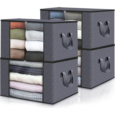 Sac De Rangement - 60 x 43 x 35 cm - Fermeture Eclair Métallique Double Sens - Fenêtre Transparente - Lot De 4 (1/4)