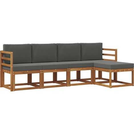 Conjunto de sofás de exterior 5 uds. Natural y Antracita vidaXL (1/5)