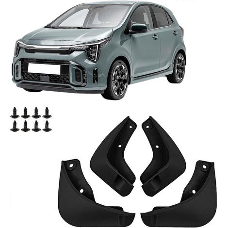 Bavettes de protection anti-éclaboussures compatibles avec KIA Picanto 2016, 2017 et 2018 - Accessoires de protection avant et arrière - Kit de 4 pièces (1/4)