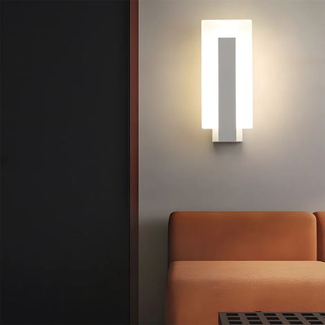 AUTRUCKER Applique murale LED moderne d'intérieur, câblée, décorative, petit boîtier blanc – 7 W, lumière tricolore, 21,5 x 10 cm (1/5)