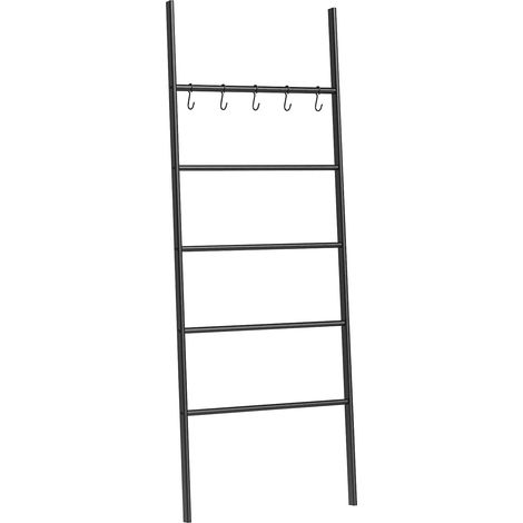 Handtuchleiter, Leiterregal, Handtuchständer mit 5 abnehmbare Haken, Stabil, Platzsparend, für Eingang des Foyers, Bad, Arbeitszimmer, Schlafzimmer, einfache Montage, HOOBRO EBK62CJ01 (1/5)