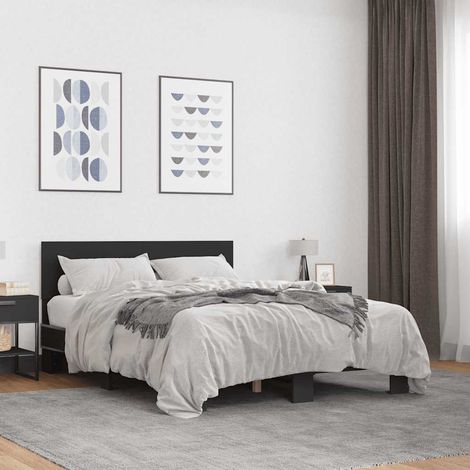 vidaXL Estructura de cama madera de ingeniería y metal negro 120x200cm (1/5)