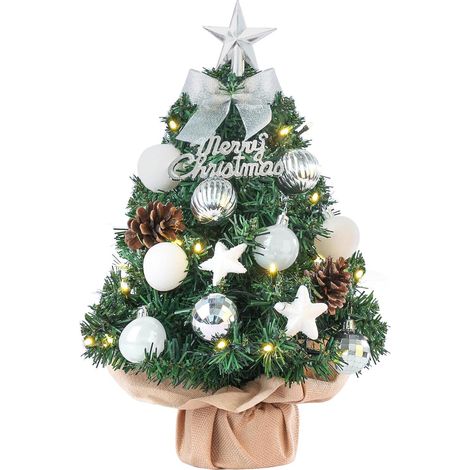 Mini sapin de Noël Petit sapin de Noël avec éclairage LED, décoré artificiellement pour Noël, petit sapin de Noël de table, 60 cm (1/5)