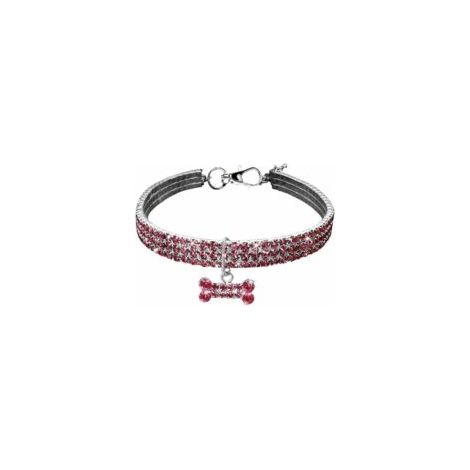 Collier pour petits chiens avec strass élastiques (30,5 cm) - Rose (1/5)