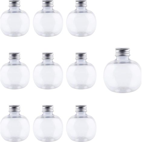 Lot de 10 pots ronds en plastique transparent de 150 ml, en forme d'ampoule, pour bonbons et épices, décoration de fête, couleurs aléatoires.