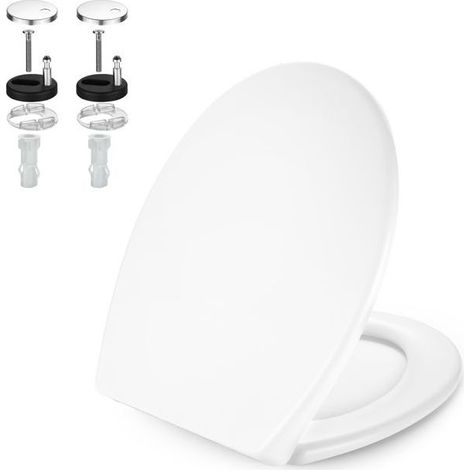 1 ovaler WC-Sitz, Absenkautomatik, Edelstahlscharniere, strapazierfähiges PP, universell, 44,4 x 37,1 cm, Badezimmer (1/5)