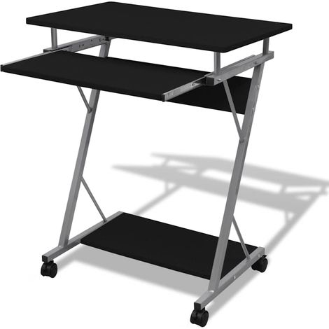 vidaXL Compact Computer Desk with Pull-out Keyboard Tray Black