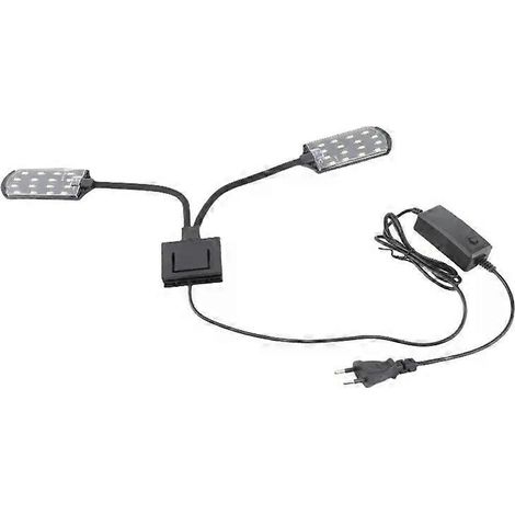 Lampe d'aquarium portable à double LED, 10 W, 220 V CA, 32 LED, flexible et orientable, blanche. (1/4)