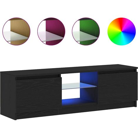 vidaXL Meuble TV avec éclairage LED en chêne noir 120 x 30 x 36 cm bois d'ingénierie