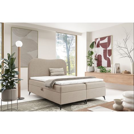 Boxspringbett Schlafzimmerbett BLAIR PREMIUM 120x200cm Stoff Now or Never Beige