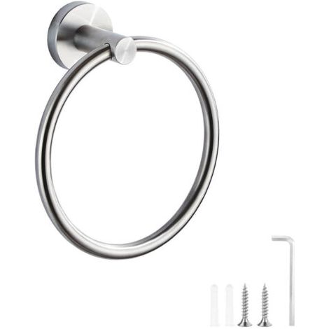 (Acier inoxydable brossé)Porte-Serviettes, Anneau Porte Serviettes Givré Noir, Anneau Porte-Serviettes Mural en Acier Inoxydable 304, Porte Servi
