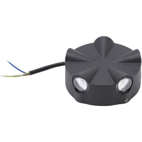 Applique murale extérieure ronde à LED en aluminium noir 5W 5LED étanche à cinq faces 85‑265V CA (1/5)