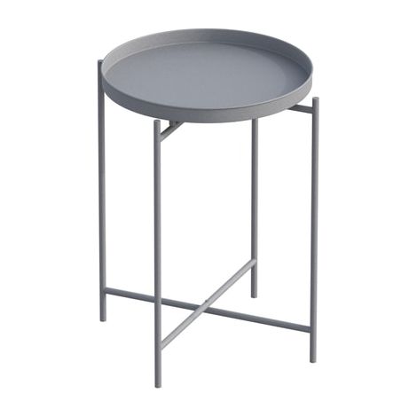 Table basse ronde style industriel Amula D46cm Métal Gris (1/5)