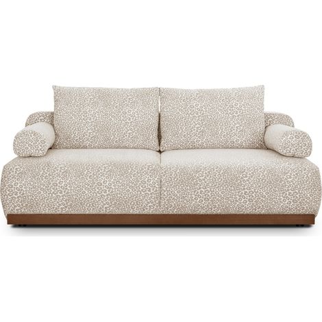 Canapé convertible 3 places avec coffre de rangement en tissu chenille léopard - ouverture rapide - Auteuil