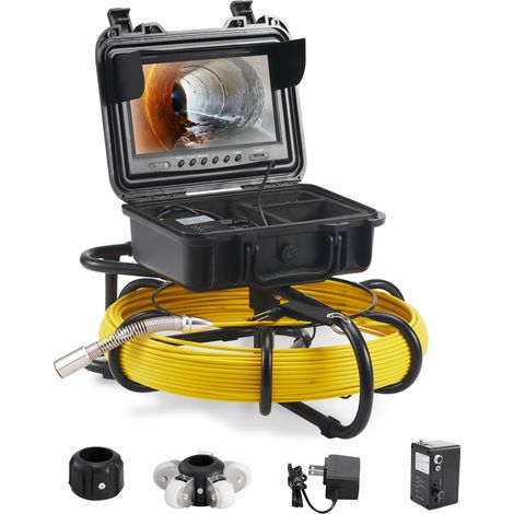 VEVOR Camera Inspection Canalisation 50 m Camera Endoscopique Drain Ecran 9'' avec Enregistreur DVR Etanche IP68 12 LED Reglables Carte SD 16 Go pour Conduite deEgout Maison Plomberie Tuyaux Vidange