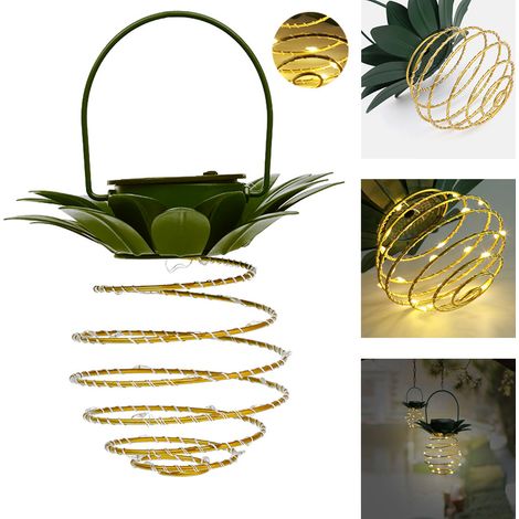 Lot de 2 lanternes solaires à suspendre en forme d'ananas - Lampes solaires d'extérieur - Lampes LED décoratives pour terrasse,cour (1/5)