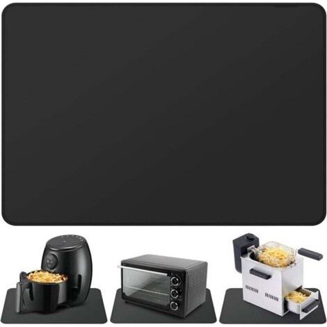 Heat Resistant Air Fryer Mat, Flame Retardant Silicone Mat for Kitchen Counter, Countertop Protector, Non-Slip and Waterproof (40x60cm, Black) (1/4)