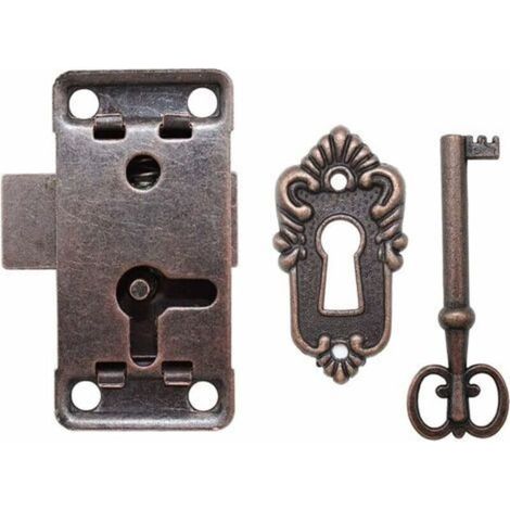 Serrure De Porte - Serrure À Mortaise En Bronze Rouge - Pour Armoires Bois Tiroirs Casiers Boîtes À Outils - Lot De 1 (1/3)