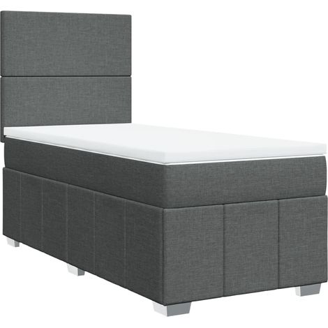 Maison Exclusive - Sommier à lattes de lit et matelas Gris foncé 90x190 cm Tissu (1/5)