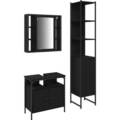 Maison Exclusive - Set di mobili per il bagno 3 pcs Rovere Nero Legno multistrato