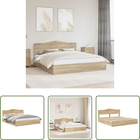 vidaXL Lit avec tiroirs - Lit de Rangement Chêne Sonoma 180 x 200 cm Bois d'ingénierie (1/5)