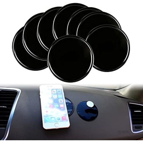 Fogfar Lot de 8 tapis de voiture antidérapants universels en gel antidérapant pour téléphone portable, lunettes de soleil, clés, pièces de monnaie (noir) (1/5)