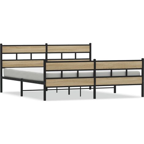 Maison Exclusive - Metallbett ohne Matratze Sonoma-Eiche 183x213 (1/5)