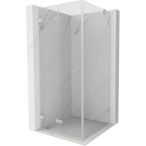 Mexen Lunar-F Duschkabine faltbar links 85 x 80 cm, transparent, gebürsteter Nickel - 836-085-080-97-00-L