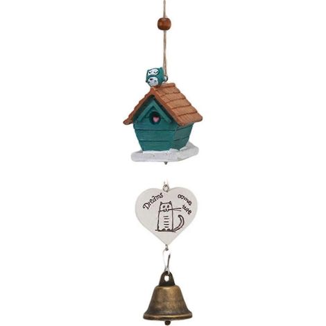 Nichoir Cage Carillon Éolien Mignon Ornement Suspendu Artisanat Bleu-- (1/5)