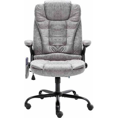 Maison Exclusive - Sedia da Ufficio Massaggiante Grigio Chiaro in Scamosciato (1/5)
