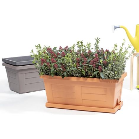 Jardinera de terracota de 80 cm para plantas y flores de jardín sin plato (código 31180) (1/3)