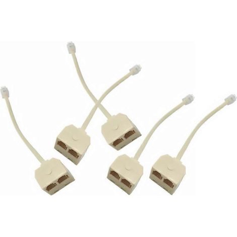 adaptateurs RJ11 mâle vers femelle pour téléphone fixe-22.50X2.70X2.50CM-Beige (1/3)