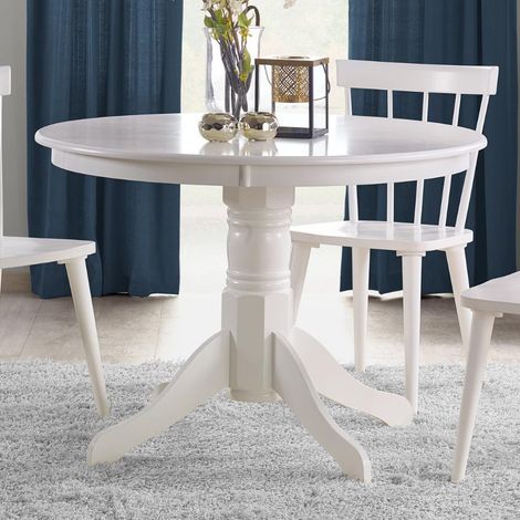 Table à manger ronde baroque blanche 106 cm Lori (1/5)