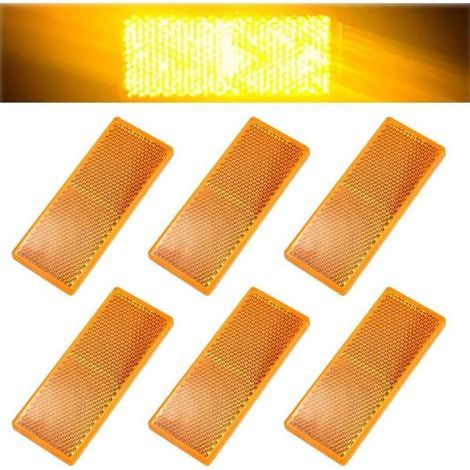 6 PCS Rectangular Yellow Reflector 10.4cm Trailer Reflector Sticker Motorcycle Adhesive Truck Reflector Trailer Reflector for Boats Bicycle Bike (1/5)