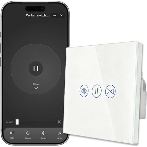 Interrupteur Volet Roulant Connecté Compatible pour Google Home pour Smart Life pour Tuya Interrupteur Connecté Volet Roulant Intelligent Avec Minuterie Et Commande 86mm (Blanc) (1/5)