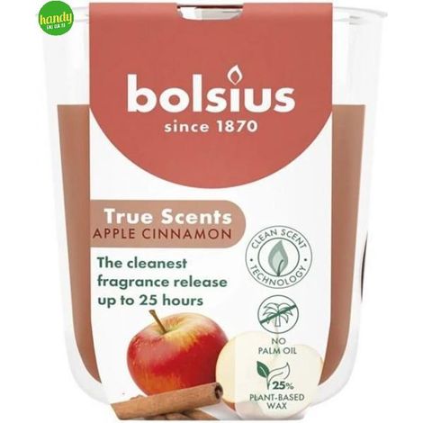 Candela vetro True Scents Bolsius Mela e Cannella
