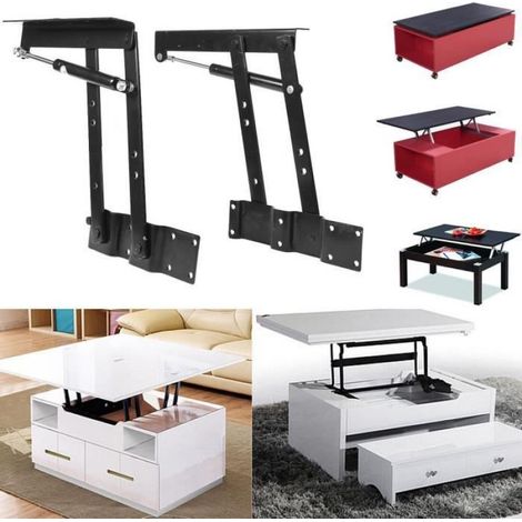 Mécanisme de table basse à levage - MEI - Noir - Contemporain - Design - Capacité de charge 50kg - Acier robuste (1/4)