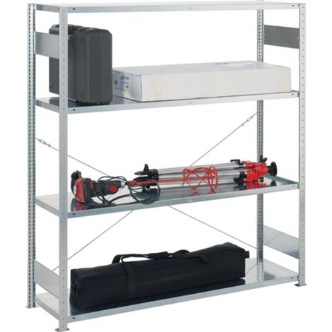 Ripiano vano grande H2000xL1700xP400mm ripiano base zincato argento 4 ripiani in acciaio (1/4)