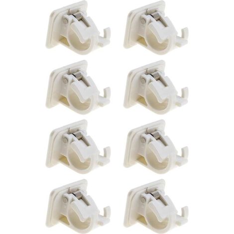 Lot de 8 supports de tringle à rideaux réglables pour suspendre le rideau, voile, manteau, décoration de jardin, loisirs créatifs, salle de bain, fixation murale sans clous Blanc (1/4)