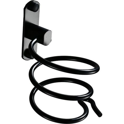Stück schwarze Wandhalterung für Haartrockner (Bohren erforderlich) – für Hotel, Badezimmer, WC, Friseursalon – Aluminium, matte Oberfläche (1/4)
