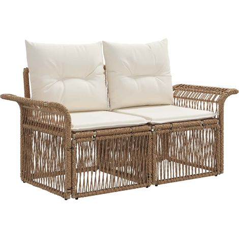 vidaXL Garden Sofa Set 4 pcs Beige Poly Rattan